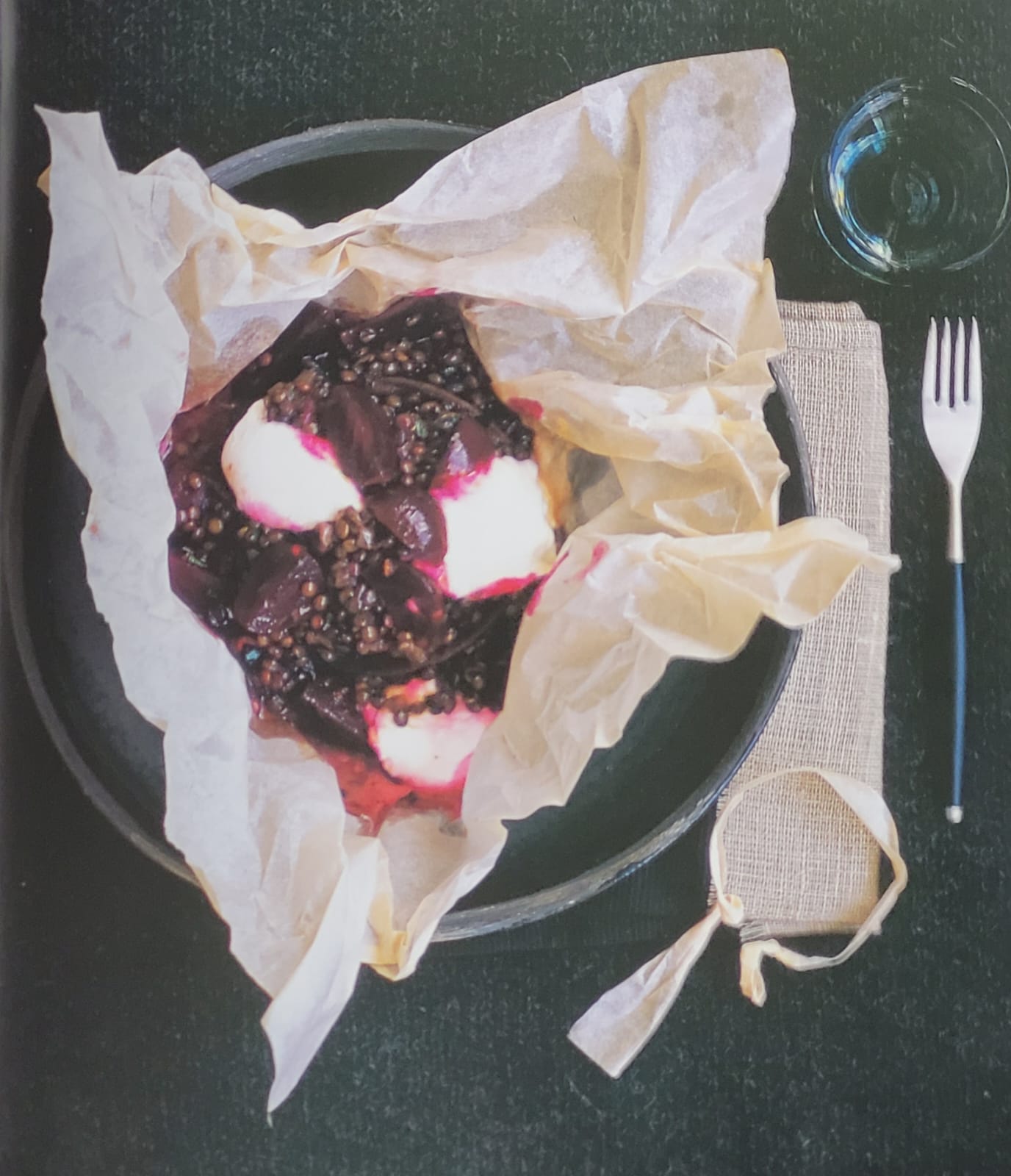 Paddenstoelen, rode biet en mozzarella