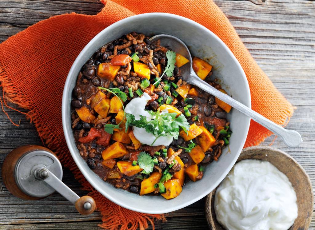 Pompoencurry met oogbonen en kokosmelk