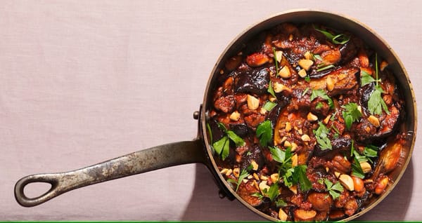 “Zeut-Zoer” auberginepannetje met kastanjes